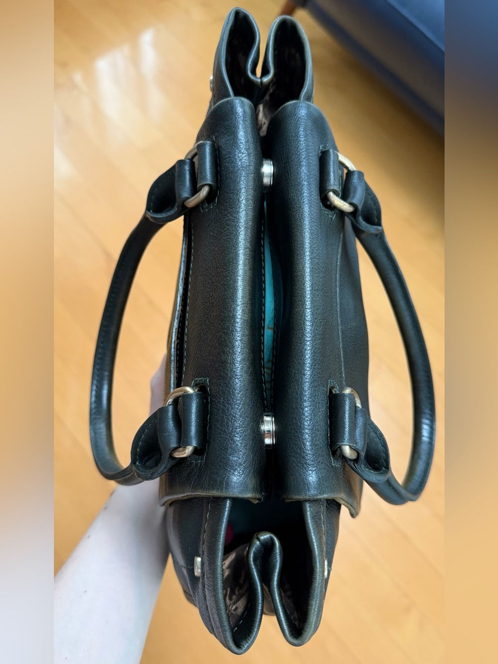 LONGCHAMP DARK GREEN BALZANE LEATHER BAG - Picture 8 of 15